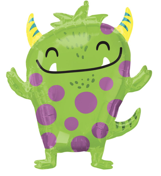 XL Folienballon Figur - Happy Monster grün - ø 73cm